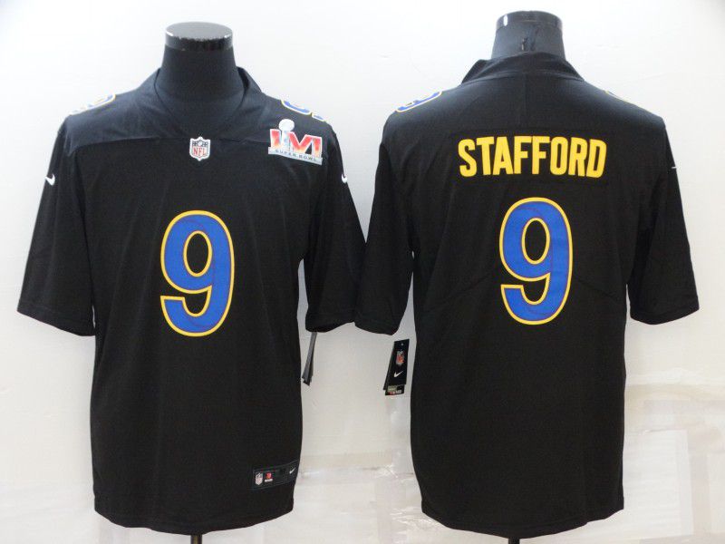 Men Los Angeles Rams #9 Stafford Black Super Bowl LVII Patch Limited NFL Jersey->washington redskins->NFL Jersey